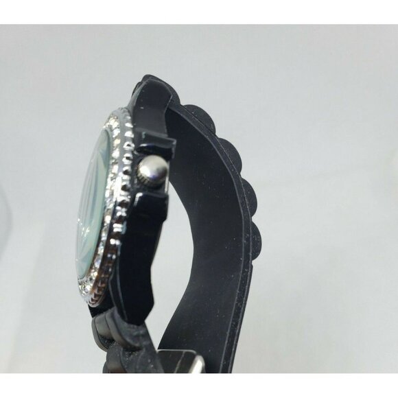 Geneva Silicone Band Stainless Steel Back Water Resistant Faux Diamond Watch - Picture 7 of 12